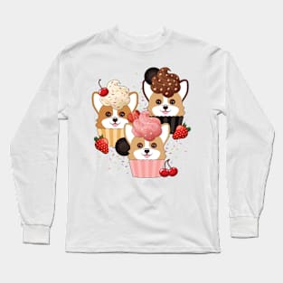 Corgi Cupcakes and Sprinkles Long Sleeve T-Shirt